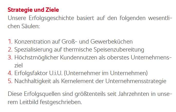 Strategie & Ziele der Rational AG